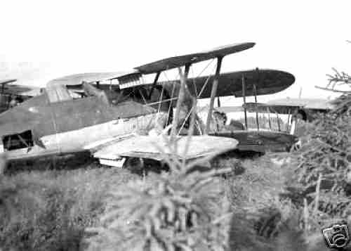 Gloster Gladiator in Soviet Markings in the background - Spilve, when captured by the Germans